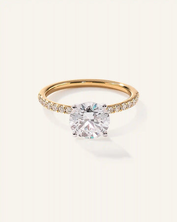 Lab Grown Diamond Round Petite Pave Engagement Ring - 2ct