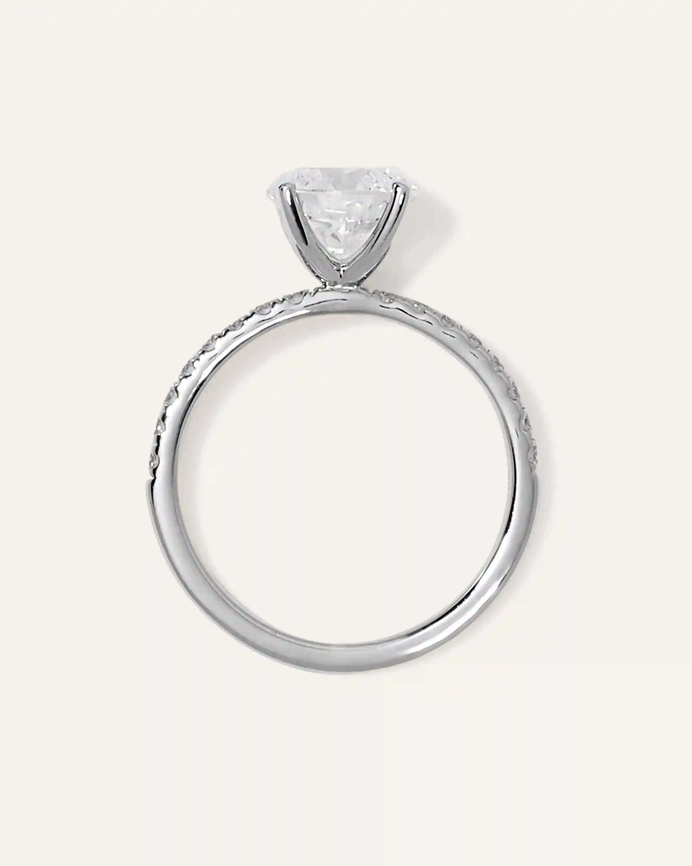 Lab Grown Diamond Round Petite Pave Engagement Ring - 2ct