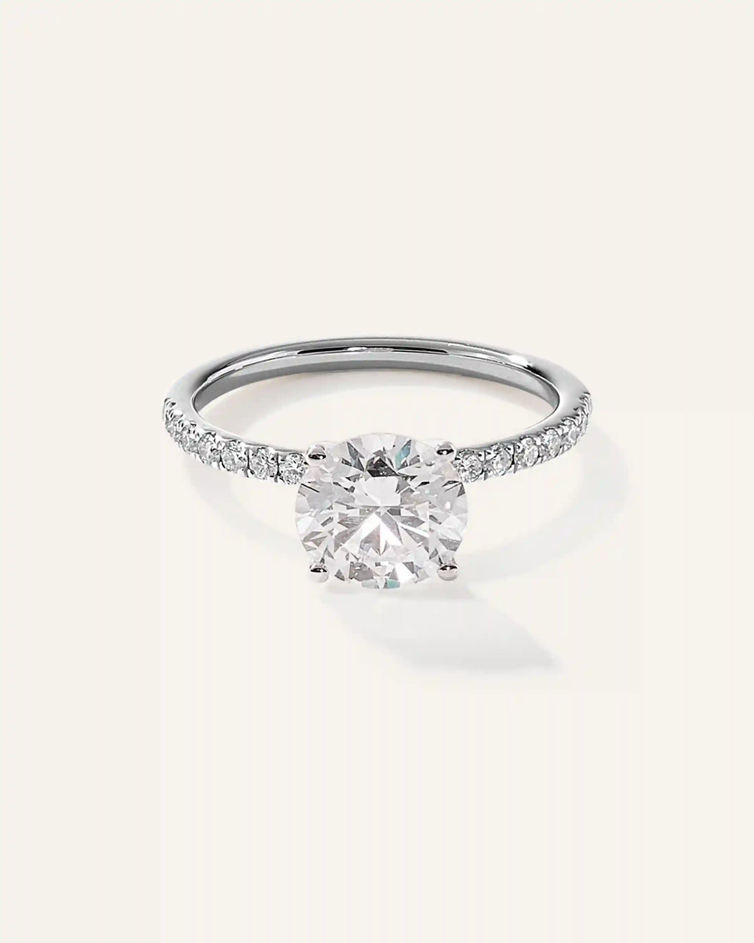 Lab Grown Diamond Round Petite Pave Engagement Ring - 2ct