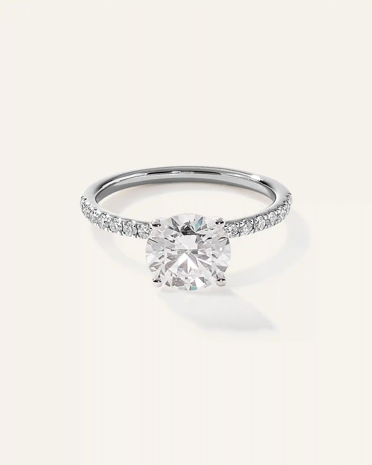 Lab Grown Diamond Round Petite Pave Engagement Ring - 2ct