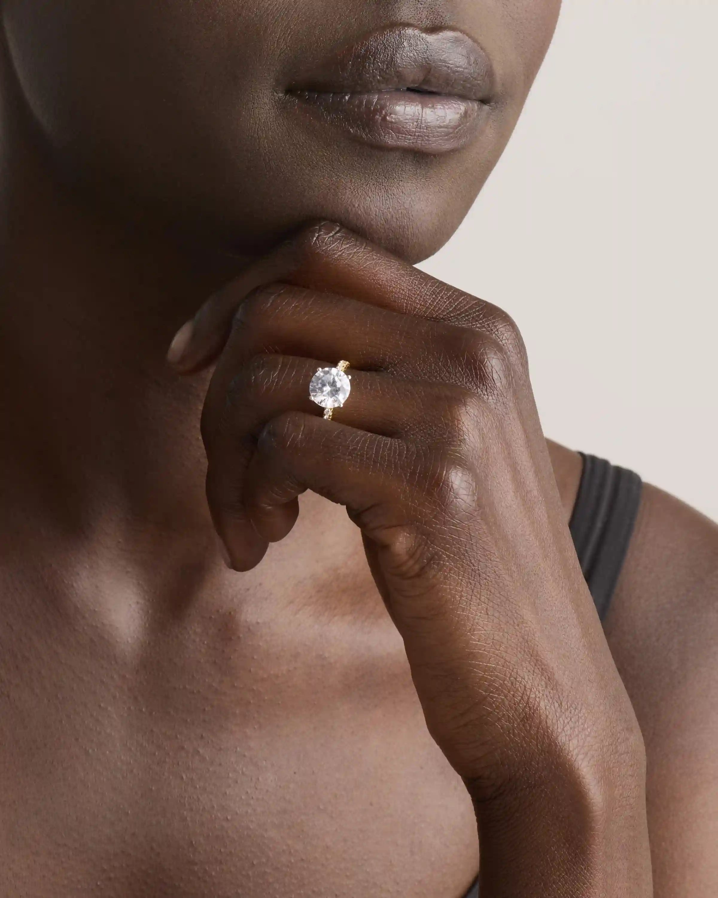 Lab Grown Diamond Round Petite Pave Engagement Ring - 3ct