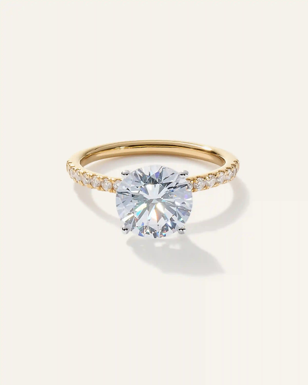 Lab Grown Diamond Round Petite Pave Engagement Ring - 3ct