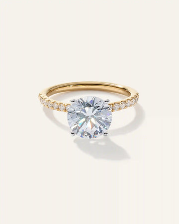 Lab Grown Diamond Round Petite Pave Engagement Ring - 3ct