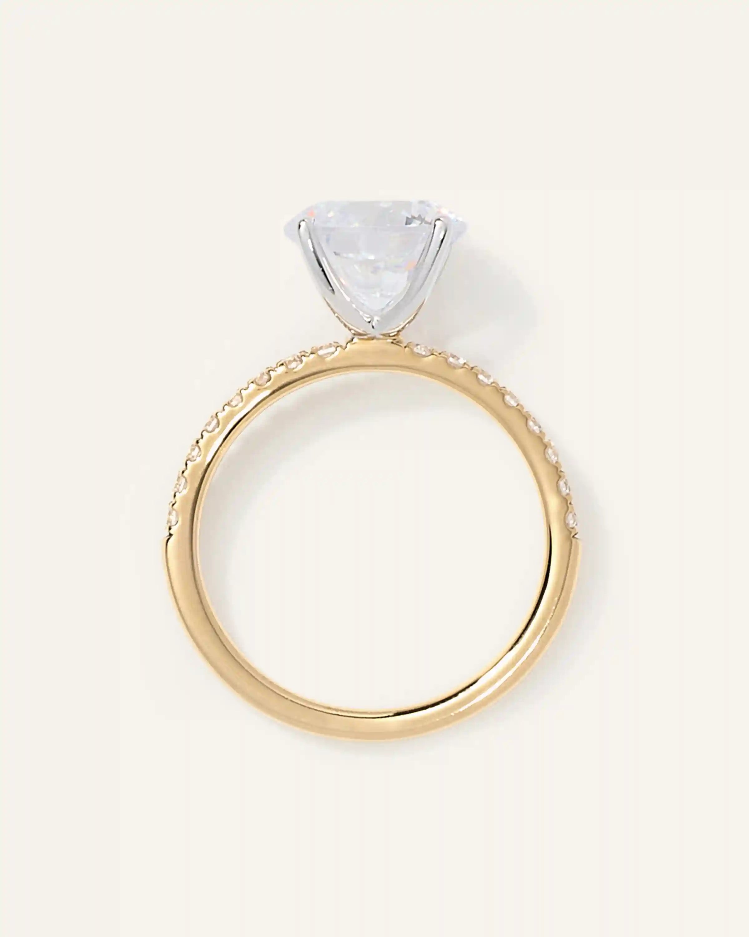 Lab Grown Diamond Round Petite Pave Engagement Ring - 3ct