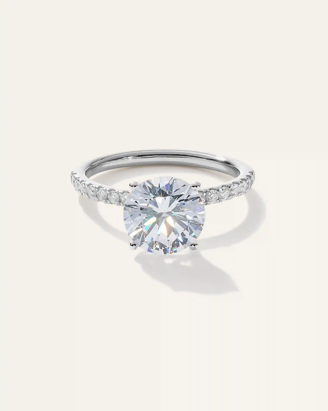 Lab Grown Diamond Round Petite Pave Engagement Ring - 3ct