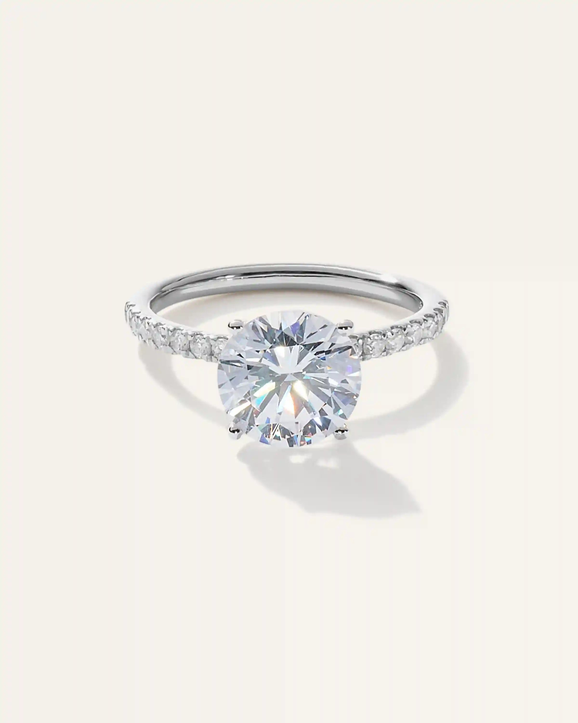 Lab Grown Diamond Round Petite Pave Engagement Ring - 3ct