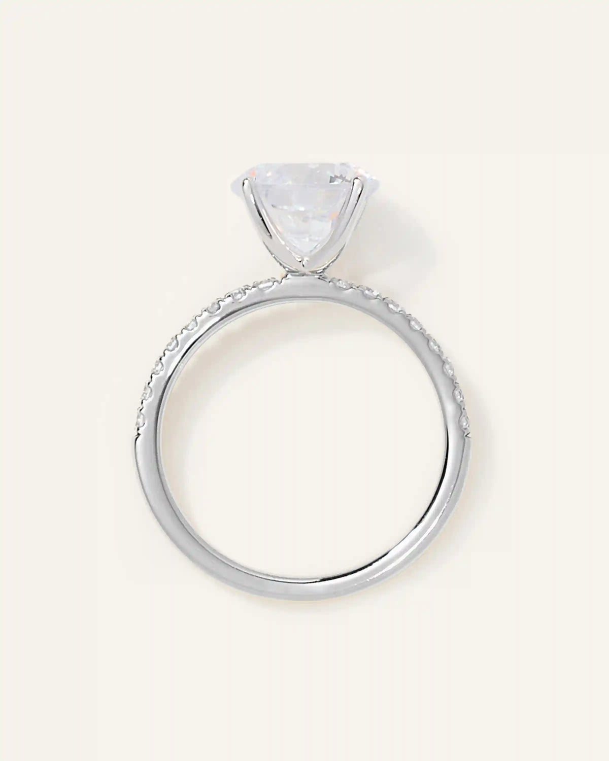 Lab Grown Diamond Round Petite Pave Engagement Ring - 3ct
