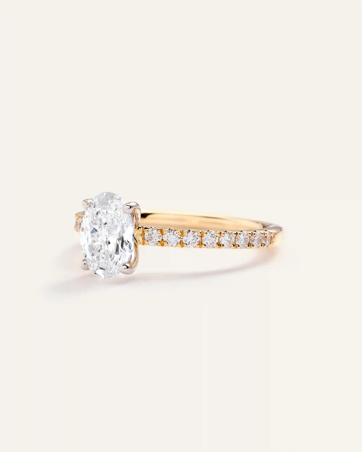 Lab Grown Diamond Oval Petite Pave Engagement Ring - 1ct