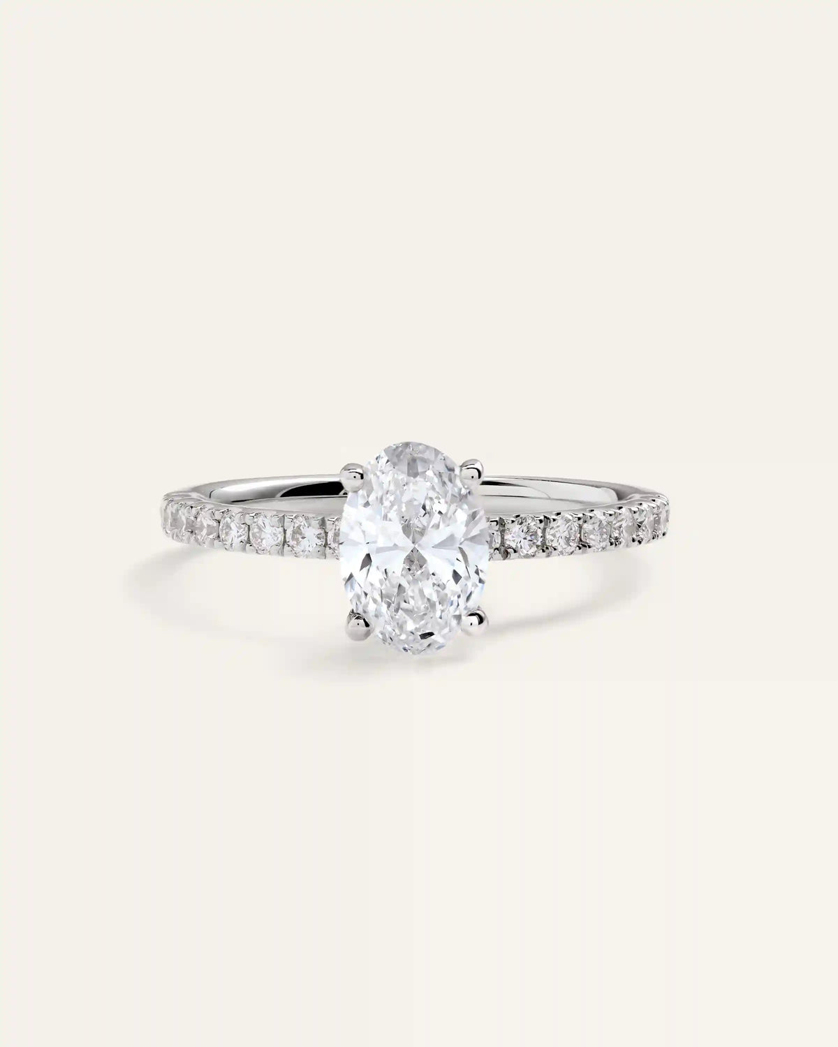 Lab Grown Diamond Oval Petite Pave Engagement Ring - 1ct