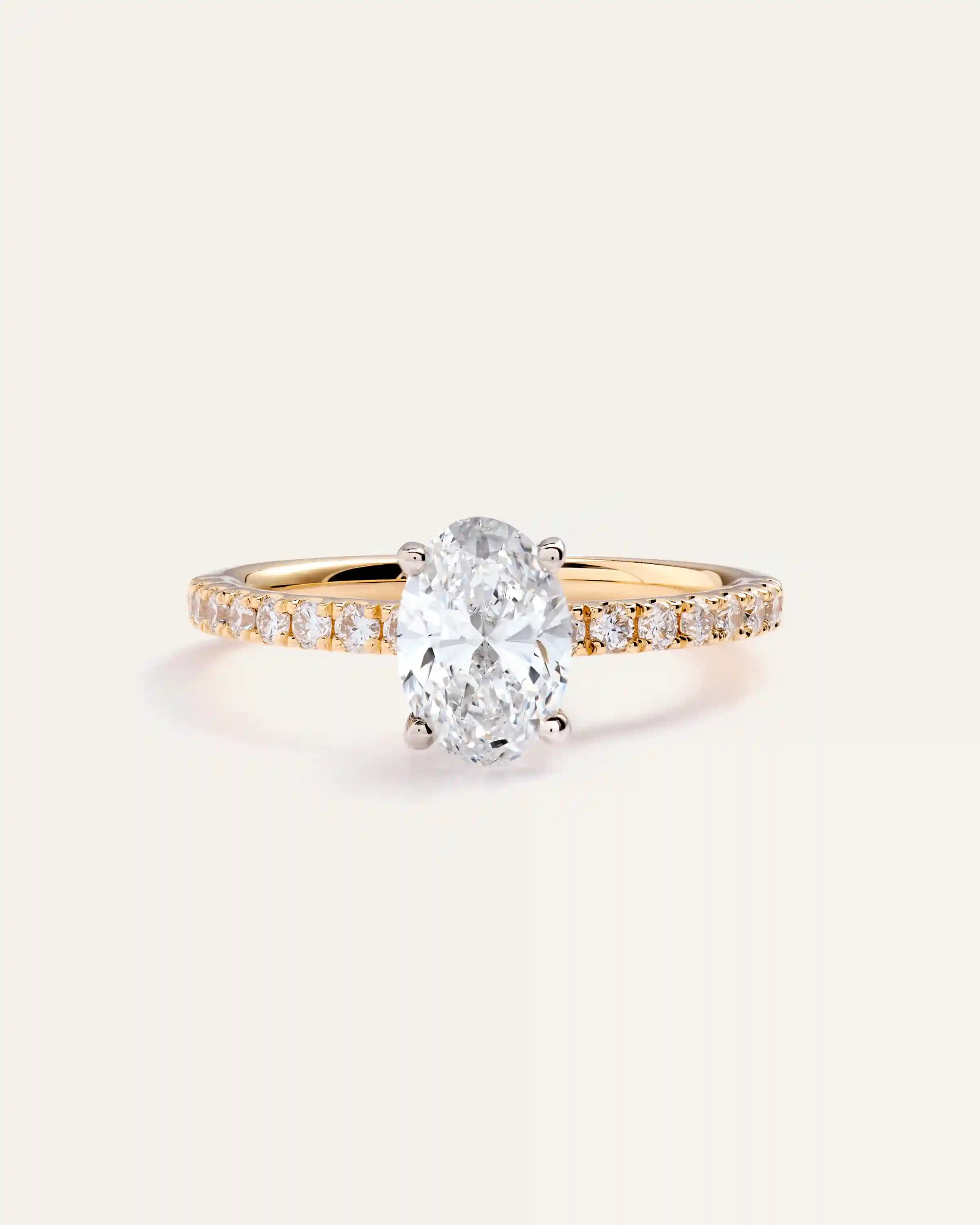 Lab Grown Diamond Oval Petite Pave Engagement Ring - 1ct