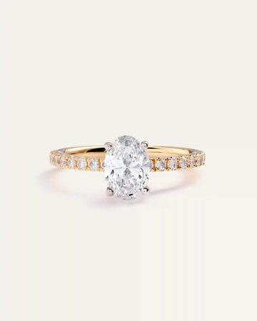 Lab Grown Diamond Oval Petite Pave Engagement Ring - 1ct