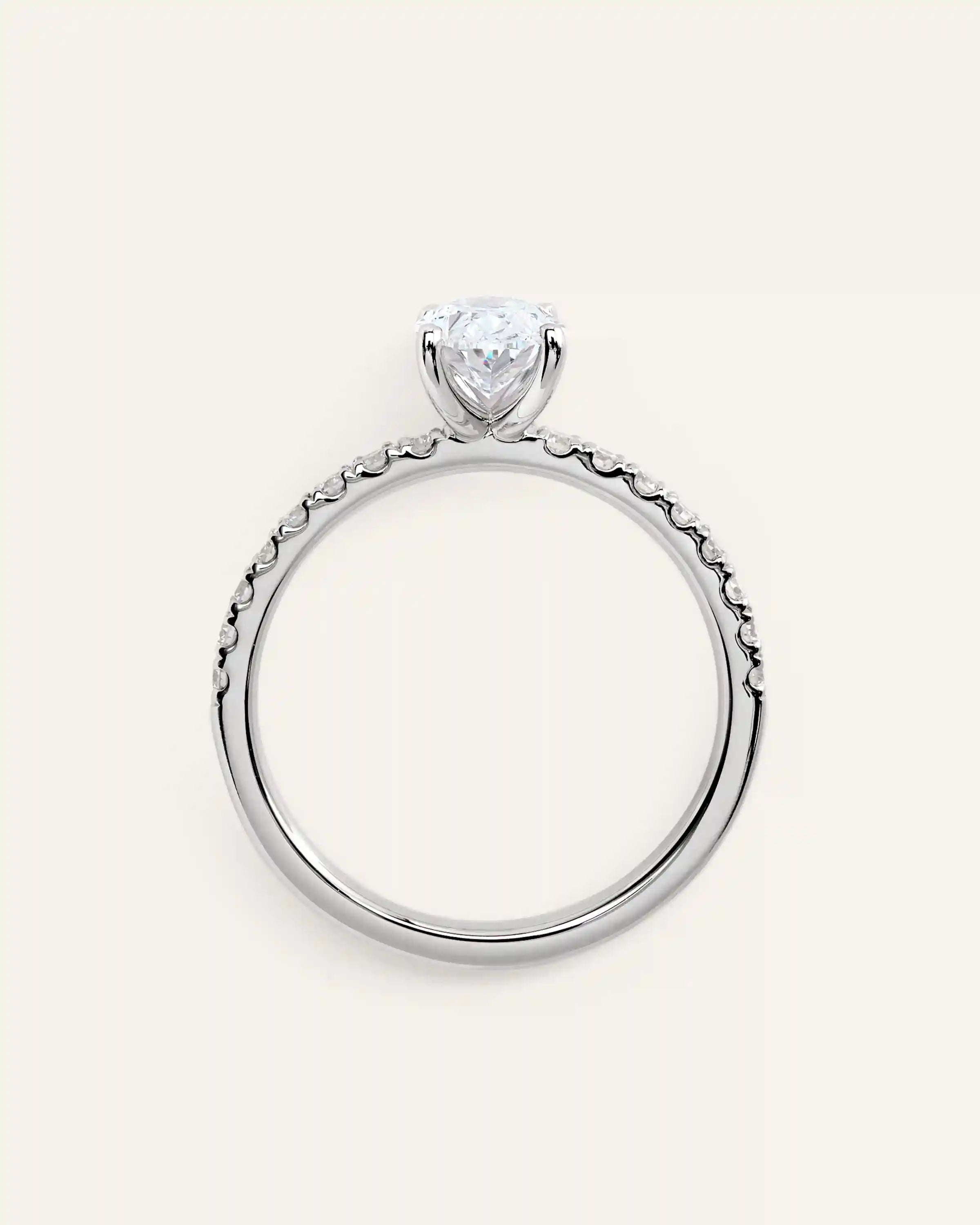 Lab Grown Diamond Oval Petite Pave Engagement Ring - 1ct