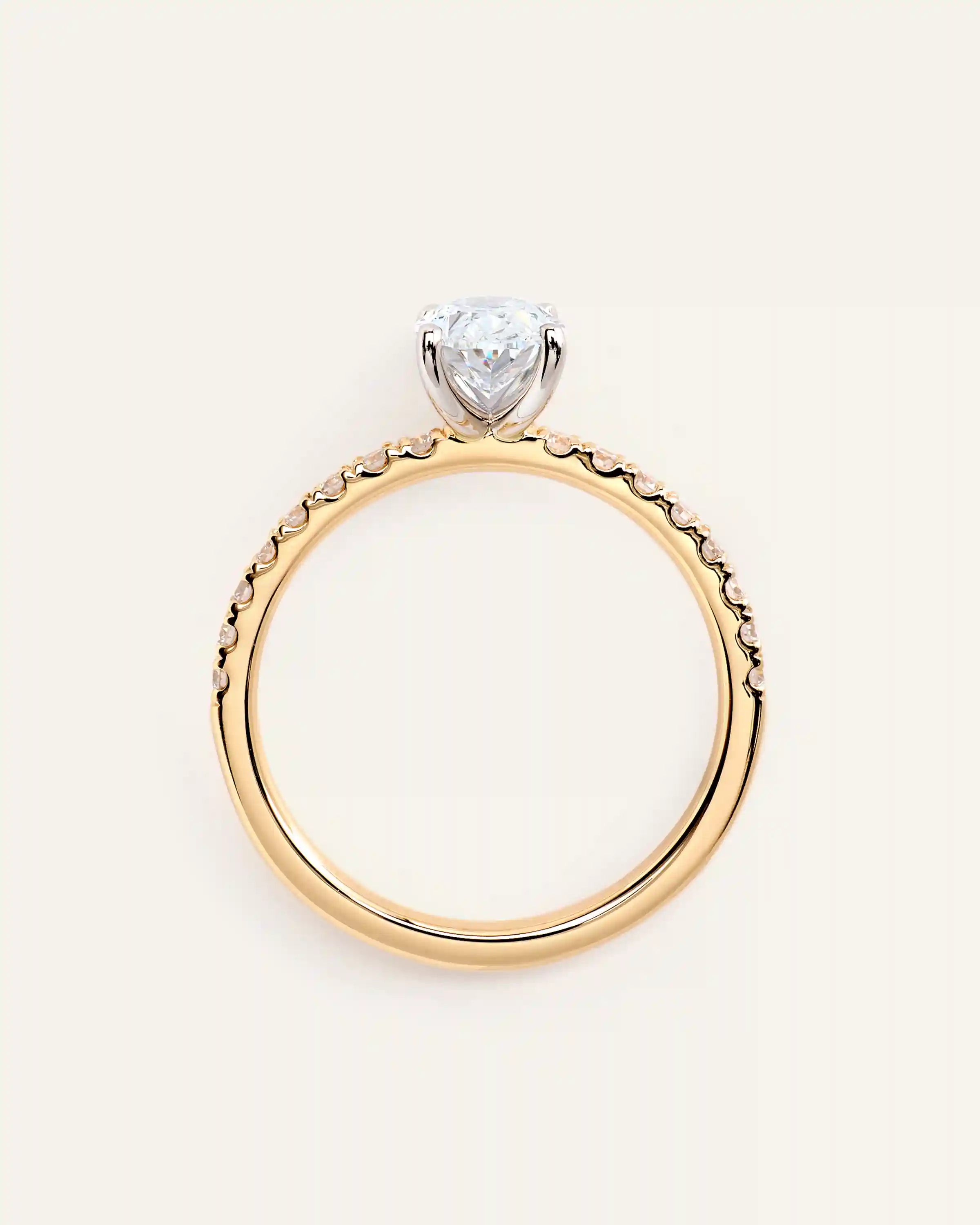 Lab Grown Diamond Oval Petite Pave Engagement Ring - 1ct