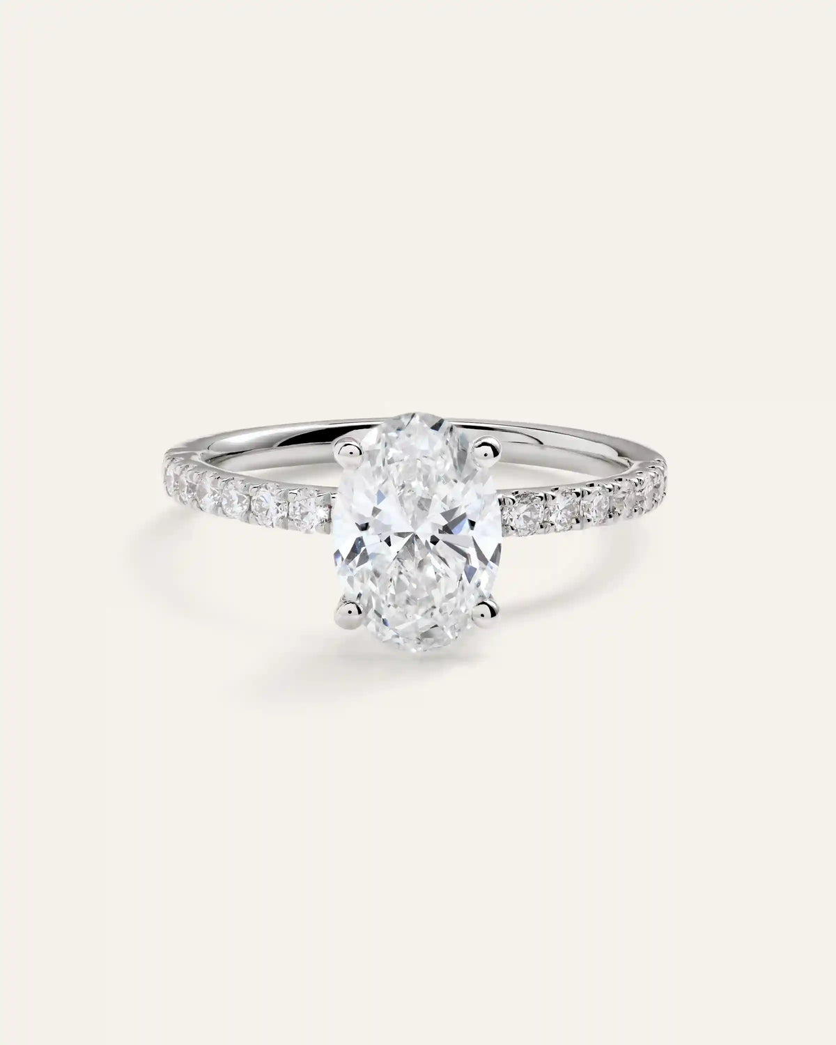 Lab Grown Diamond Oval Petite Pave Engagement Ring - 1.50ct