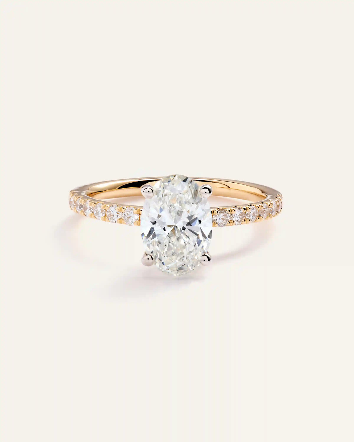 Lab Grown Diamond Oval Petite Pave Engagement Ring - 1.50ct