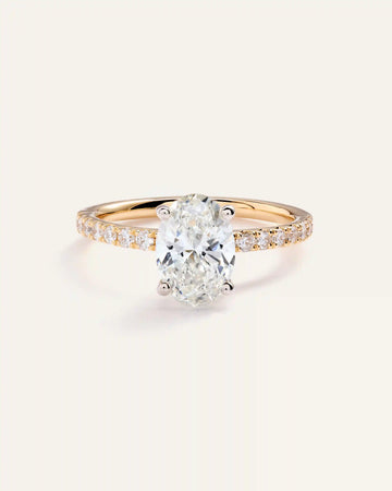 Lab Grown Diamond Oval Petite Pave Engagement Ring - 1.50ct