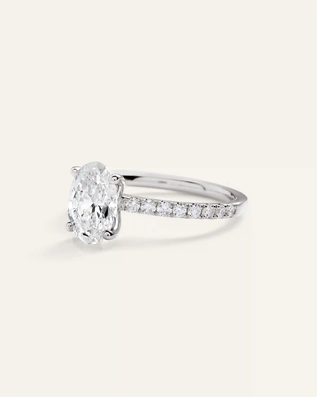 Lab Grown Diamond Oval Petite Pave Engagement Ring - 1.50ct