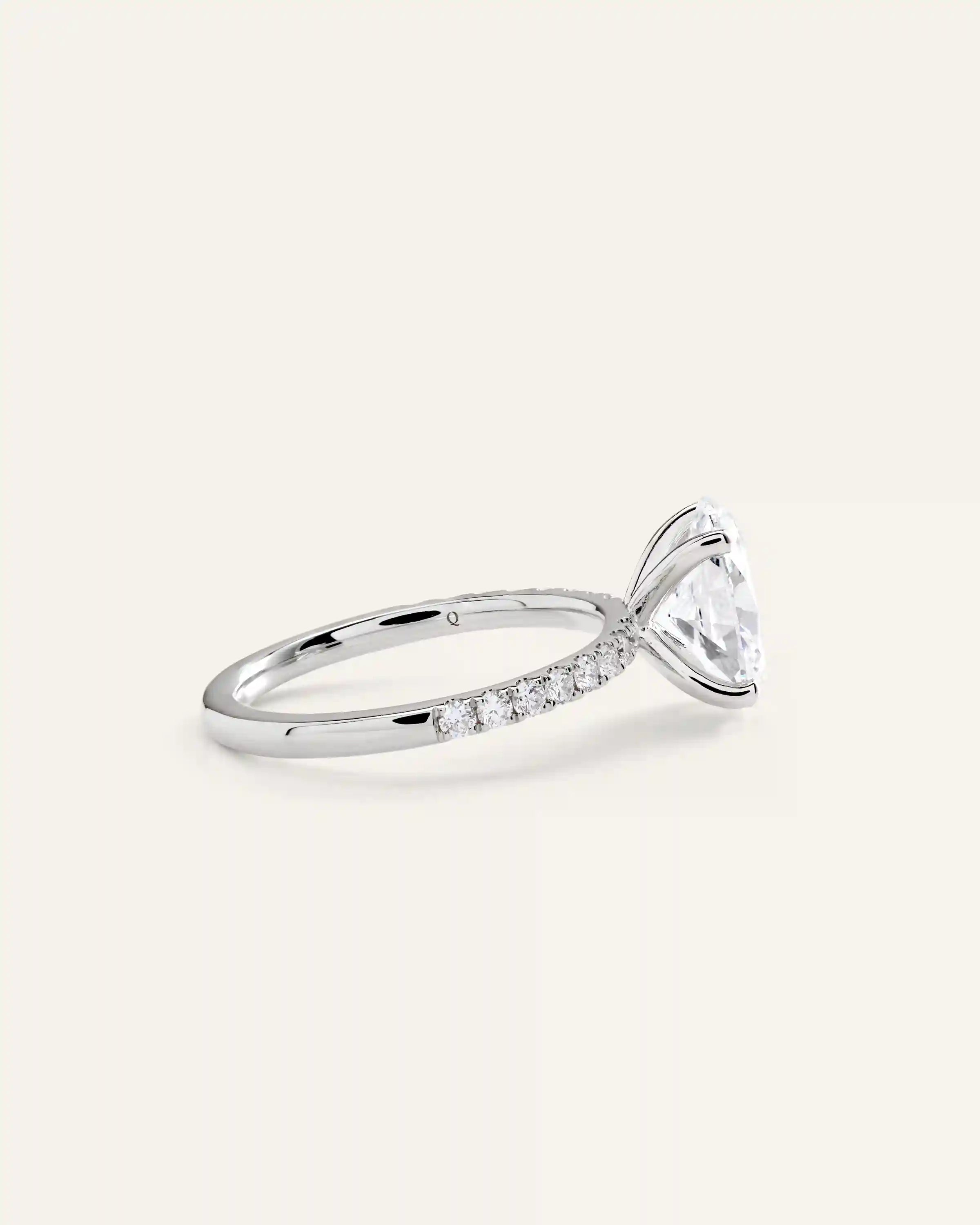 Lab Grown Diamond Oval Petite Pave Engagement Ring - 2ct