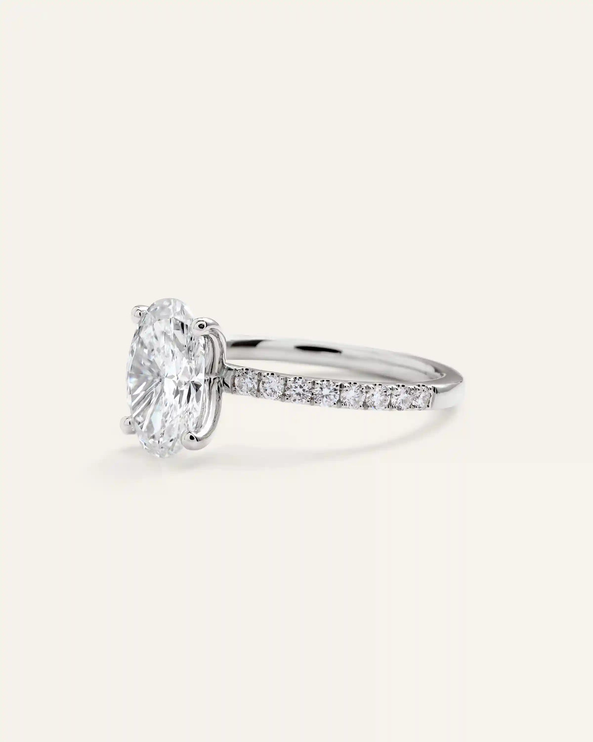 Lab Grown Diamond Oval Petite Pave Engagement Ring - 2ct