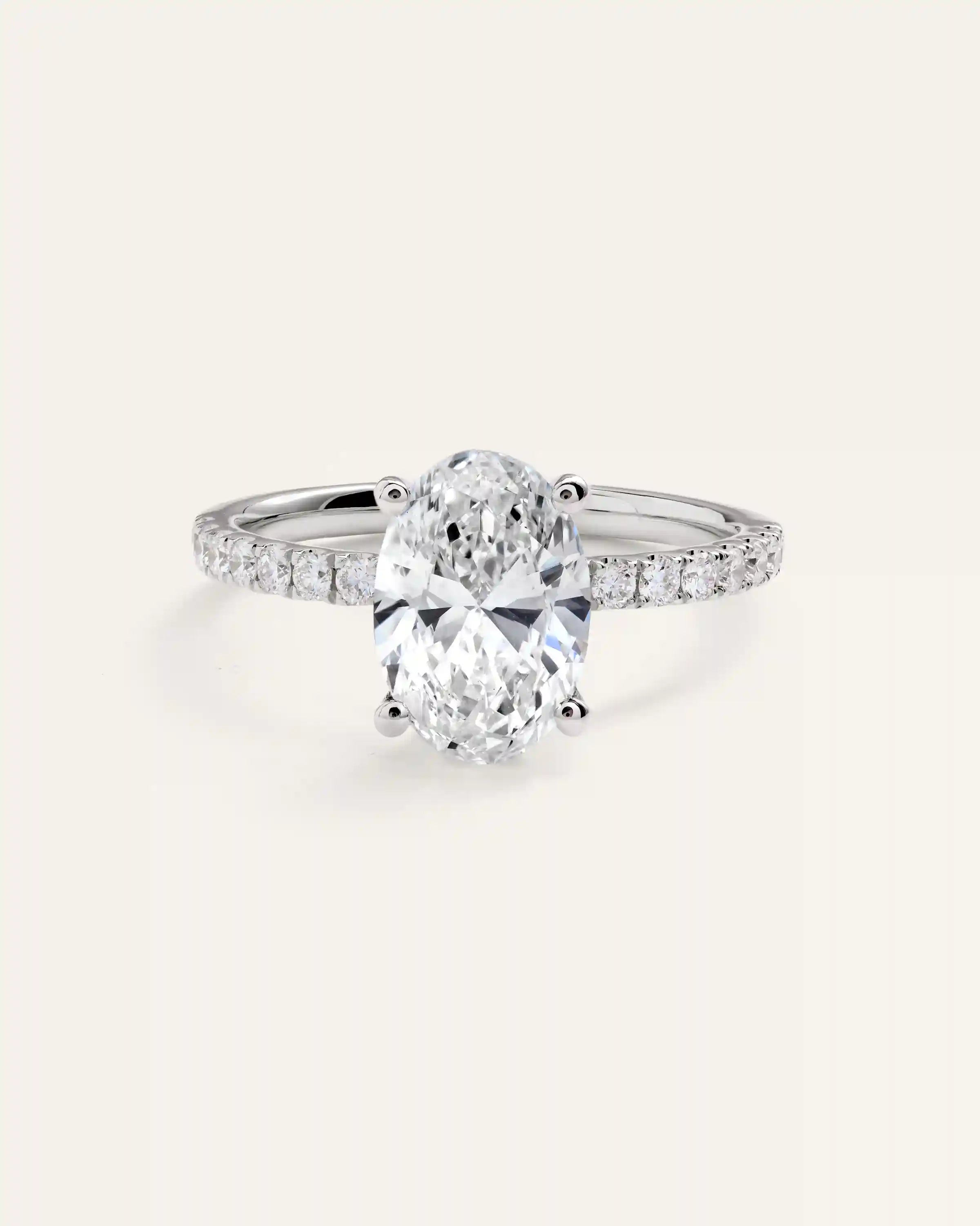 Lab Grown Diamond Oval Petite Pave Engagement Ring - 2ct
