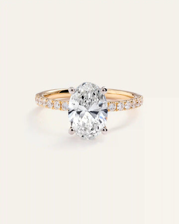 Lab Grown Diamond Oval Petite Pave Engagement Ring - 2ct