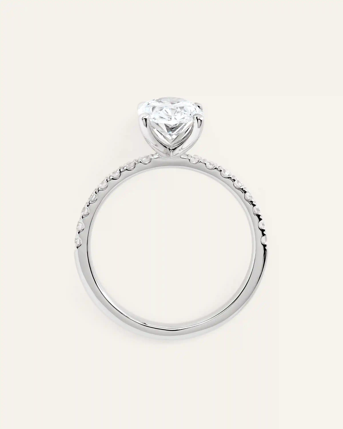 Lab Grown Diamond Oval Petite Pave Engagement Ring - 2ct