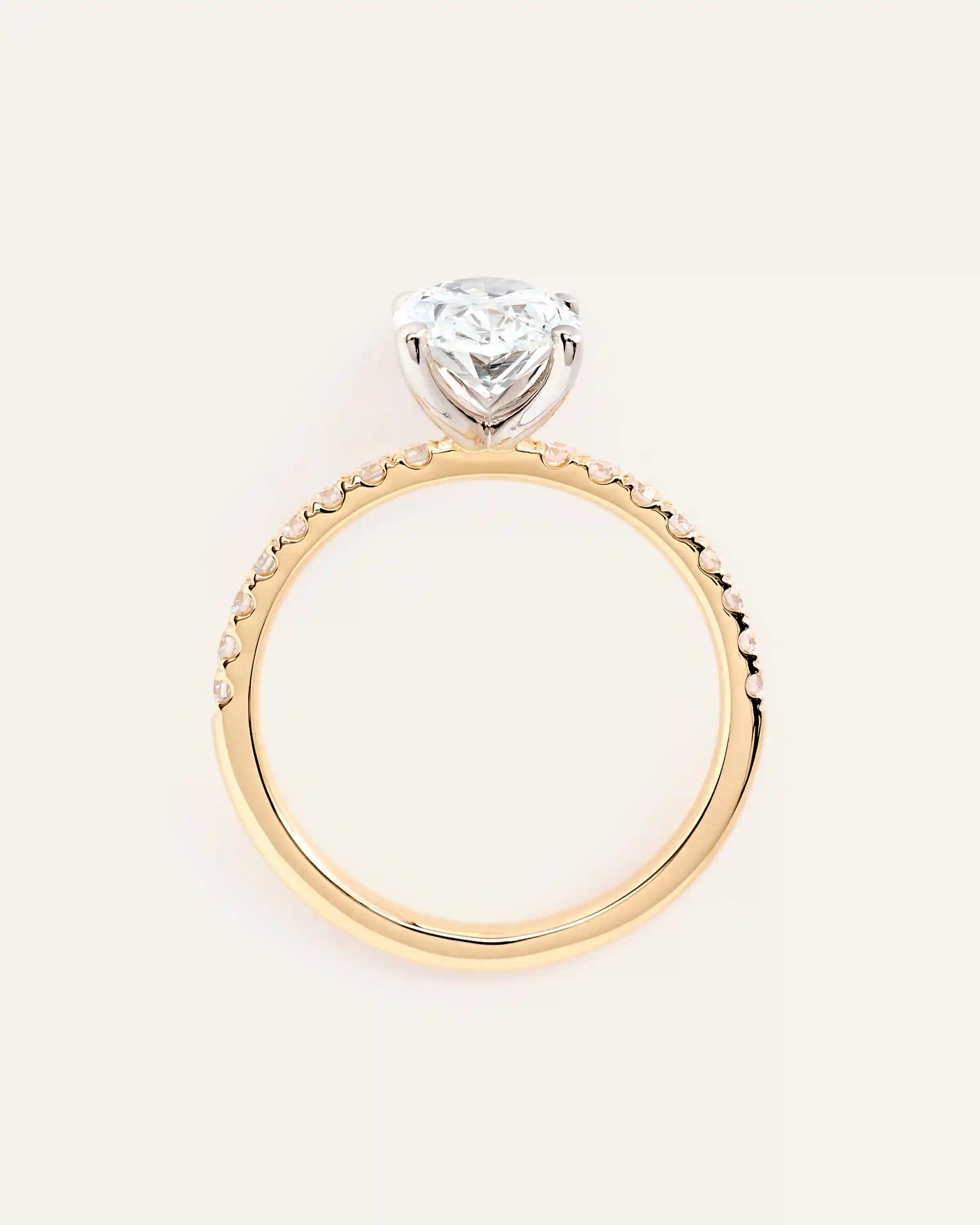 Lab Grown Diamond Oval Petite Pave Engagement Ring - 2ct