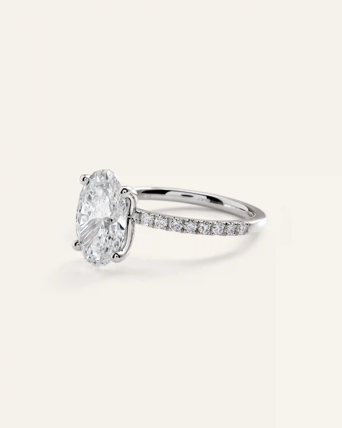 Lab Grown Diamond Oval Petite Pave Engagement Ring - 3ct