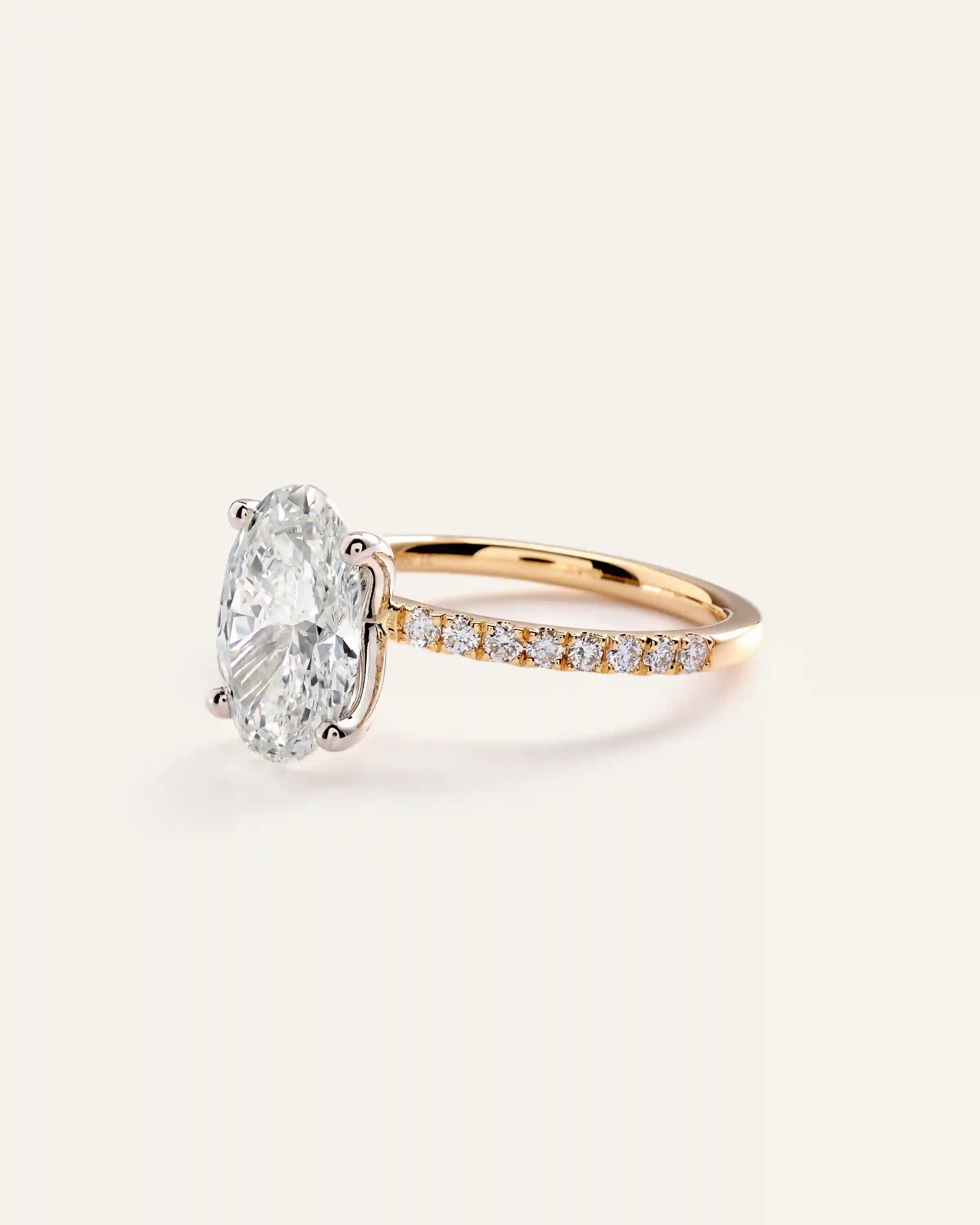 Lab Grown Diamond Oval Petite Pave Engagement Ring - 3ct