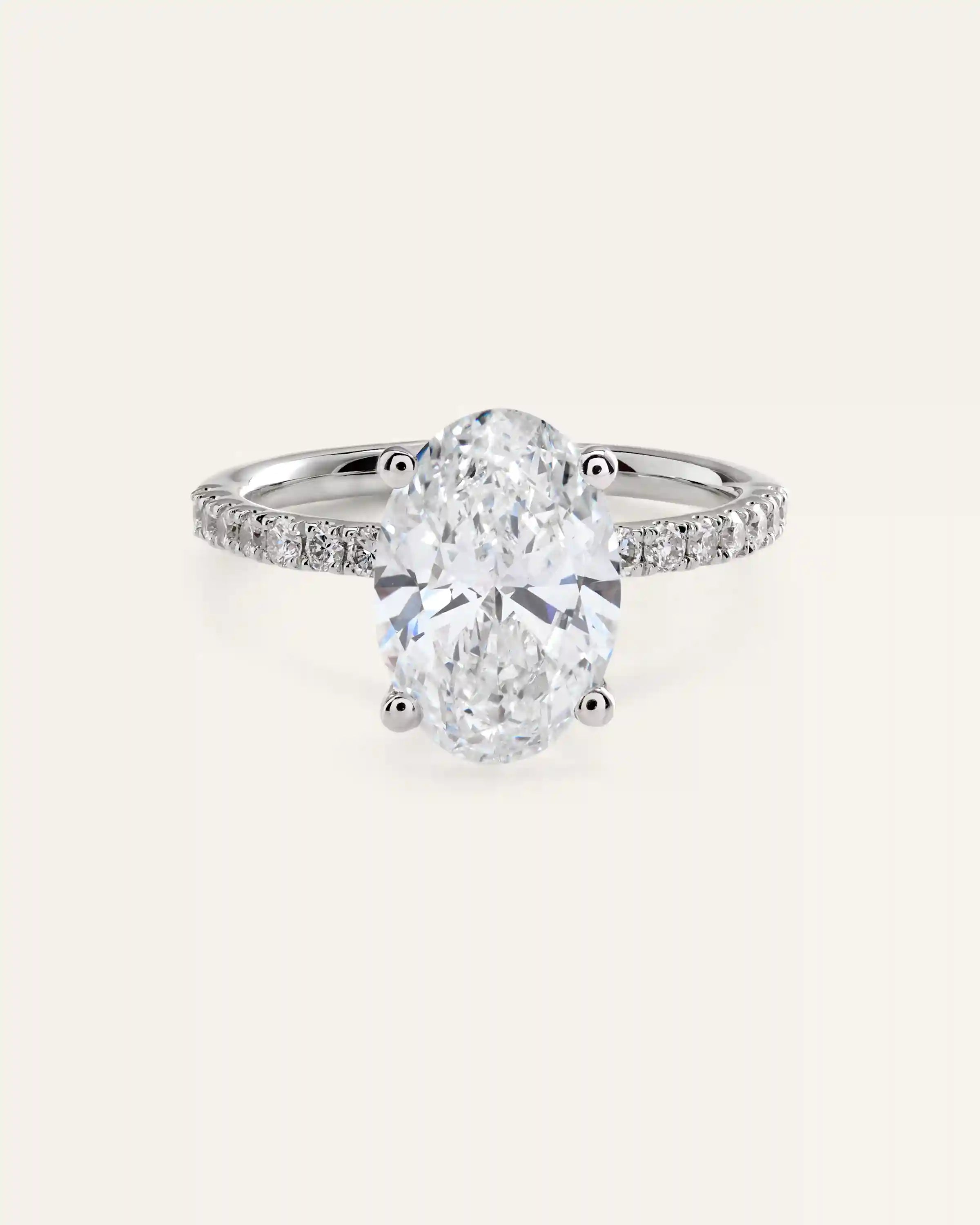 Lab Grown Diamond Oval Petite Pave Engagement Ring - 3ct