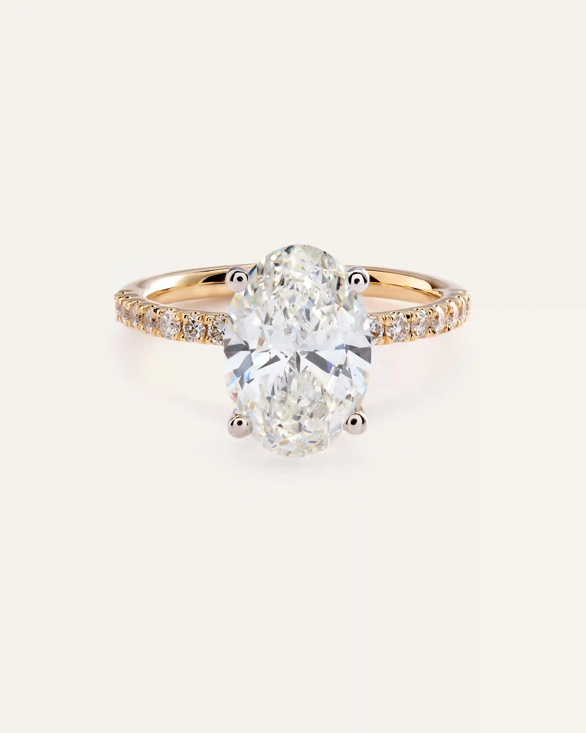 Lab Grown Diamond Oval Petite Pave Engagement Ring - 3ct