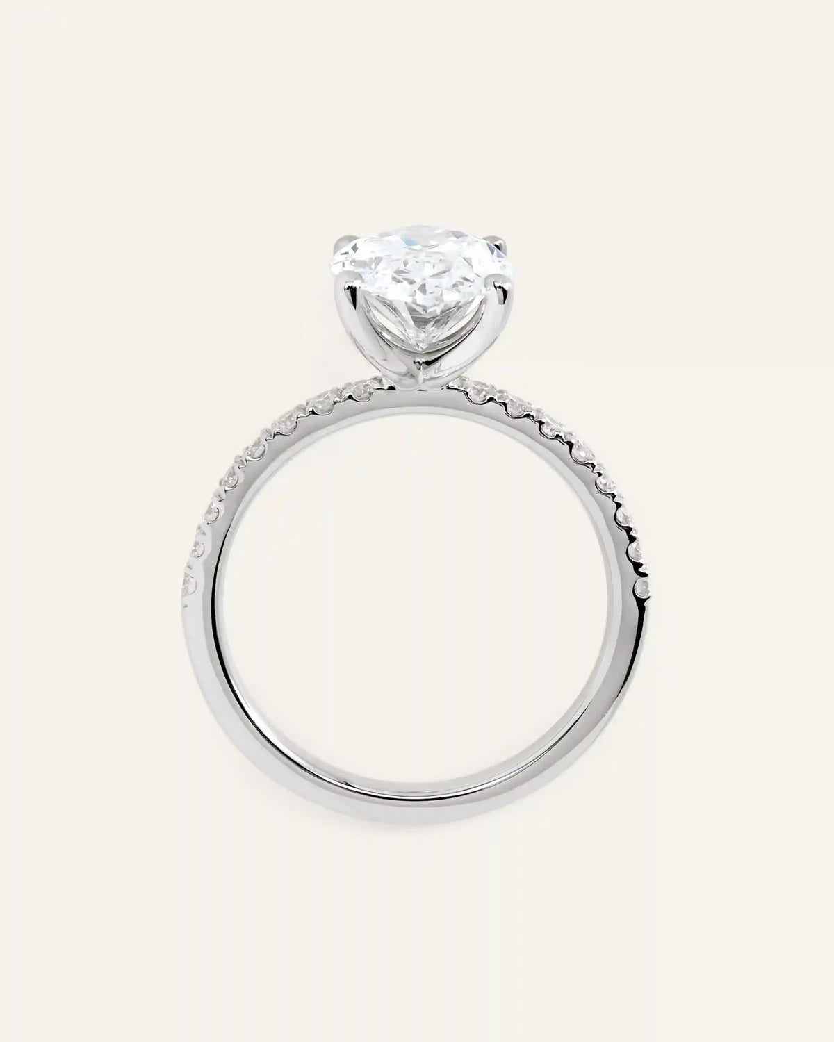 Lab Grown Diamond Oval Petite Pave Engagement Ring - 3ct