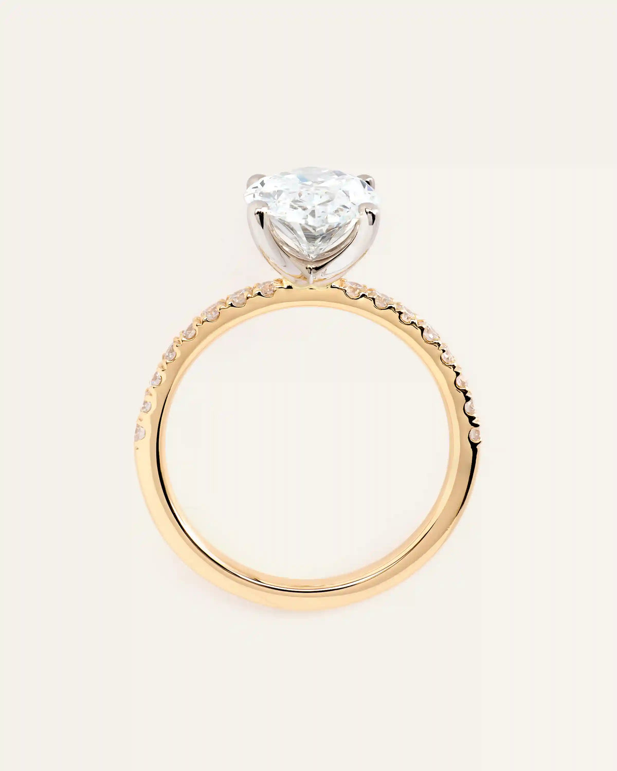 Lab Grown Diamond Oval Petite Pave Engagement Ring - 3ct