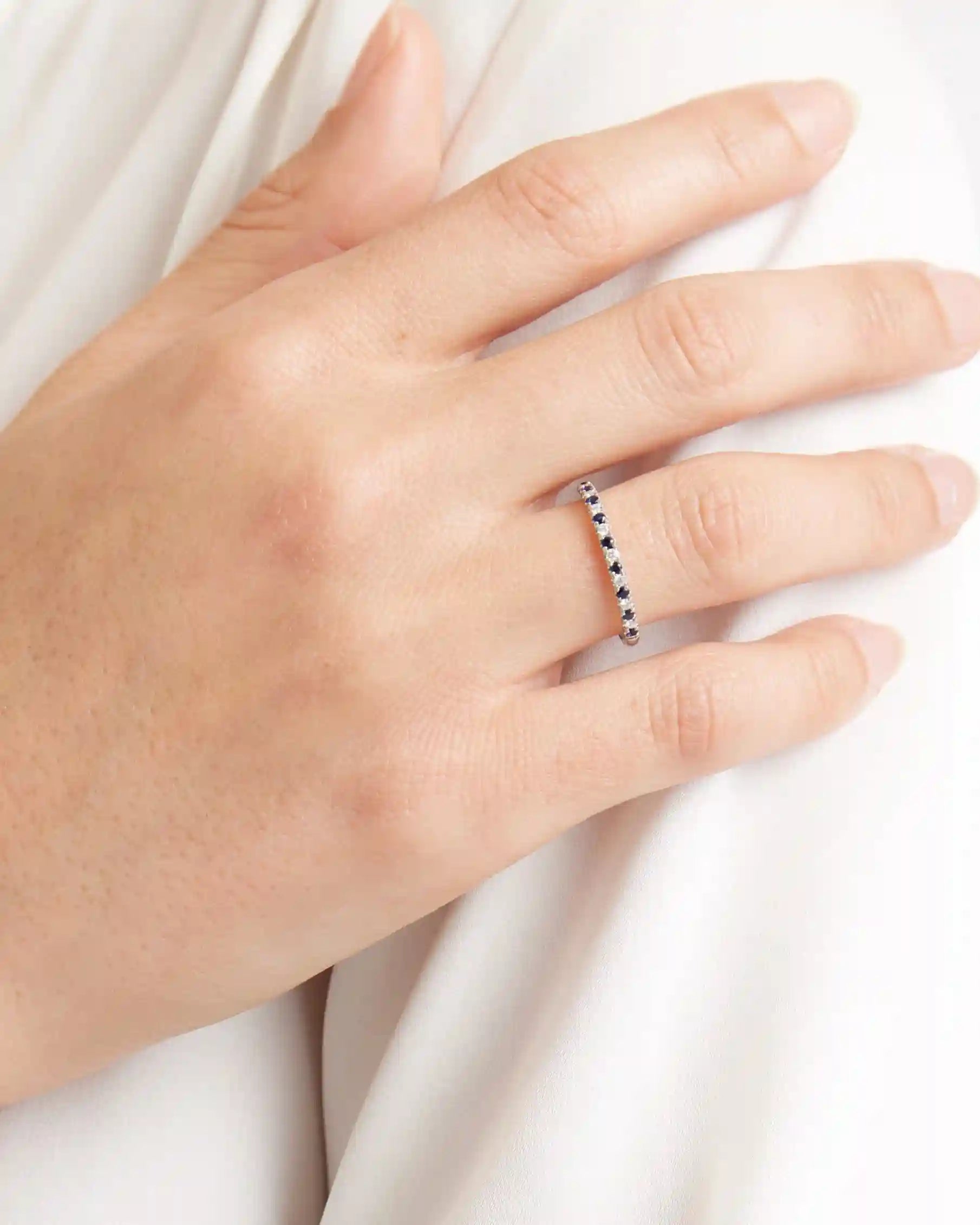 14K Gold Pave Diamond and Gemstone Band