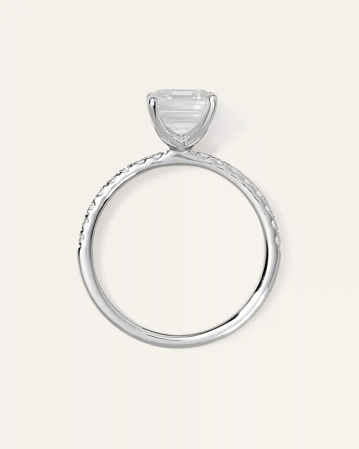 Lab Grown Diamond Emerald Petite Pave Engagement Ring - 3ct