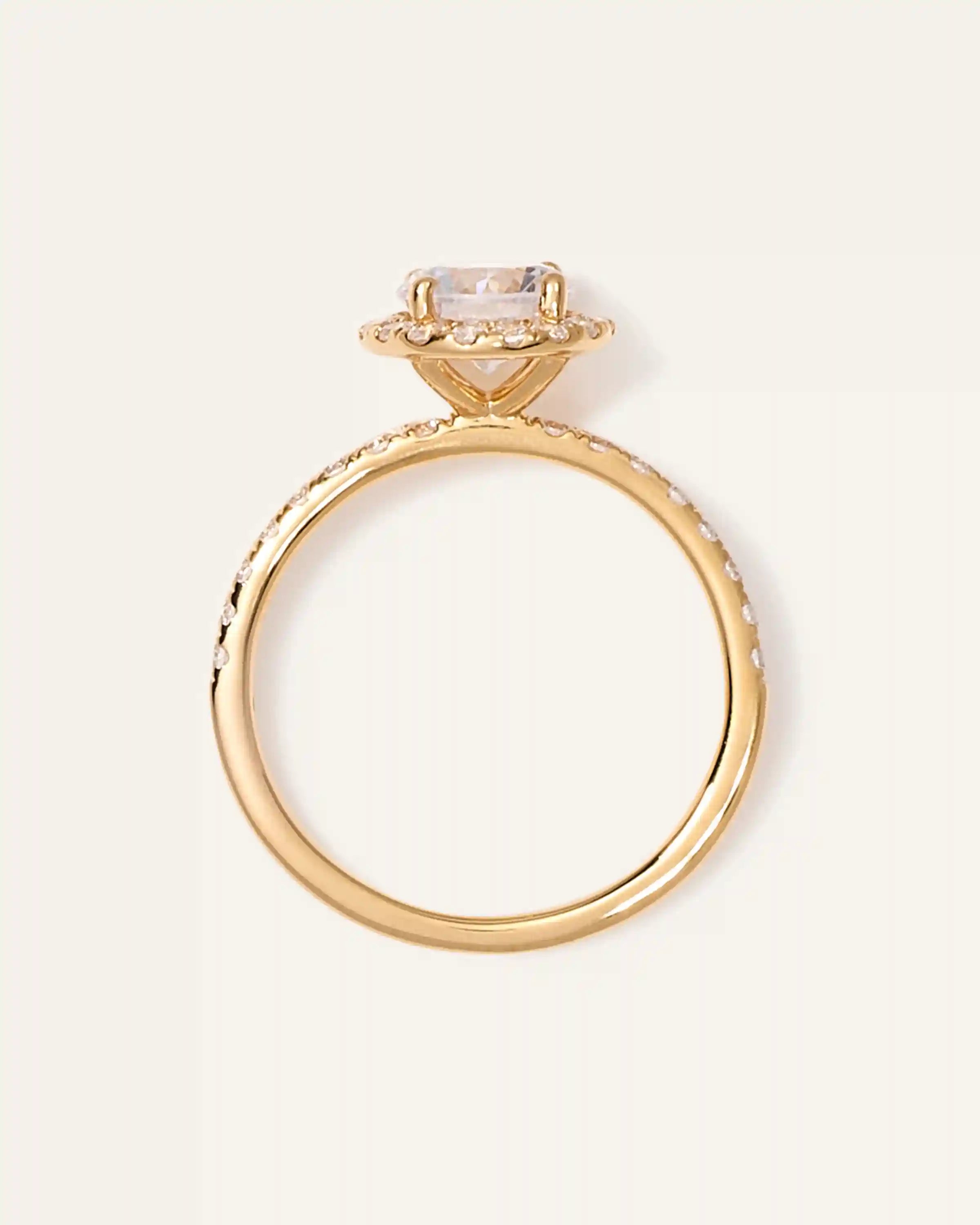 Lab Grown Diamond Round Halo Pave Engagement Ring - 1ct
