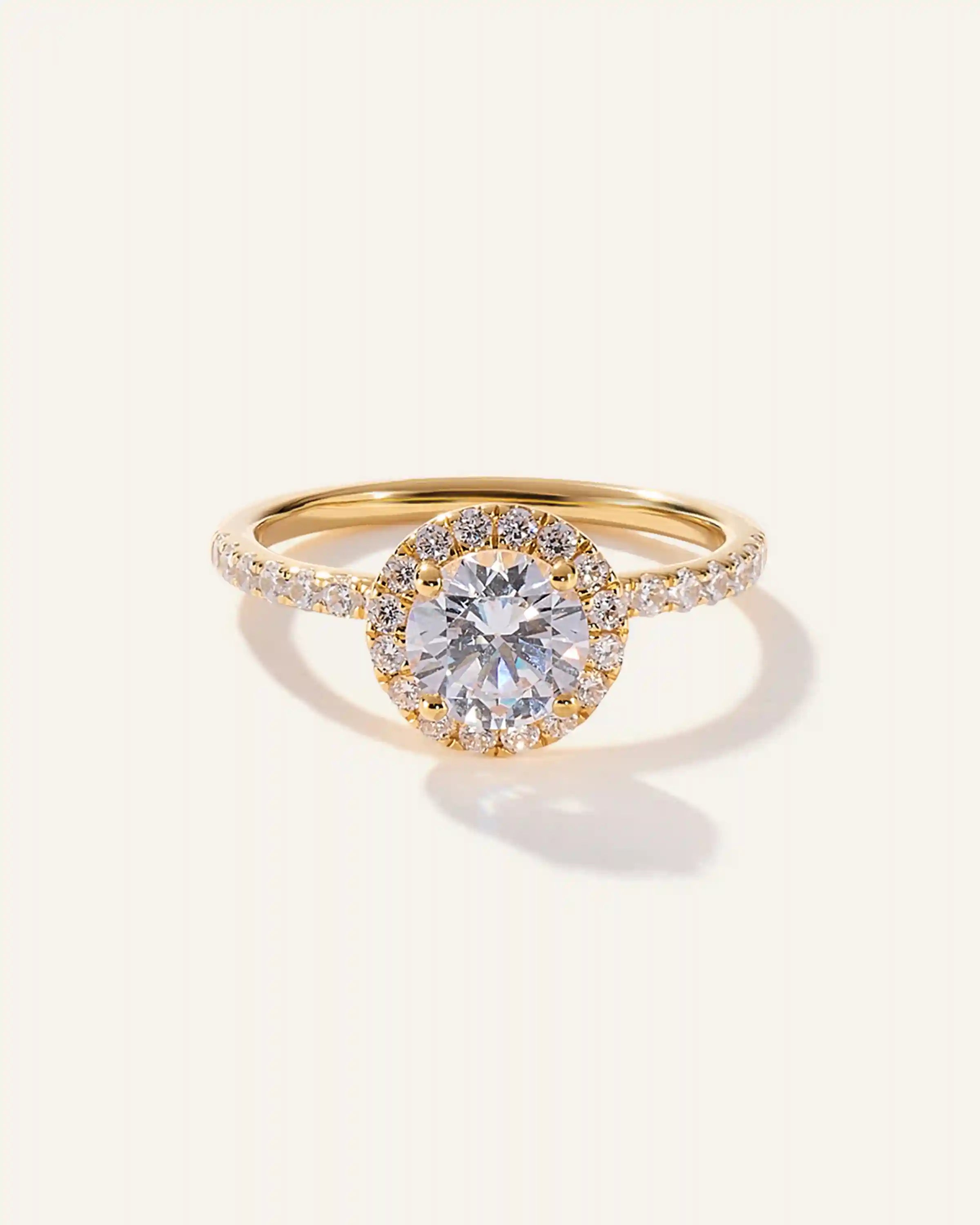 Lab Grown Diamond Round Halo Pave Engagement Ring - 1ct