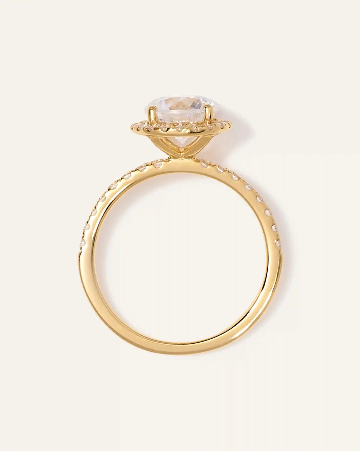Lab Grown Diamond Round Halo Pave Engagement Ring - 1.50ct
