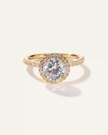 Lab Grown Diamond Round Halo Pave Engagement Ring - 1.50ct
