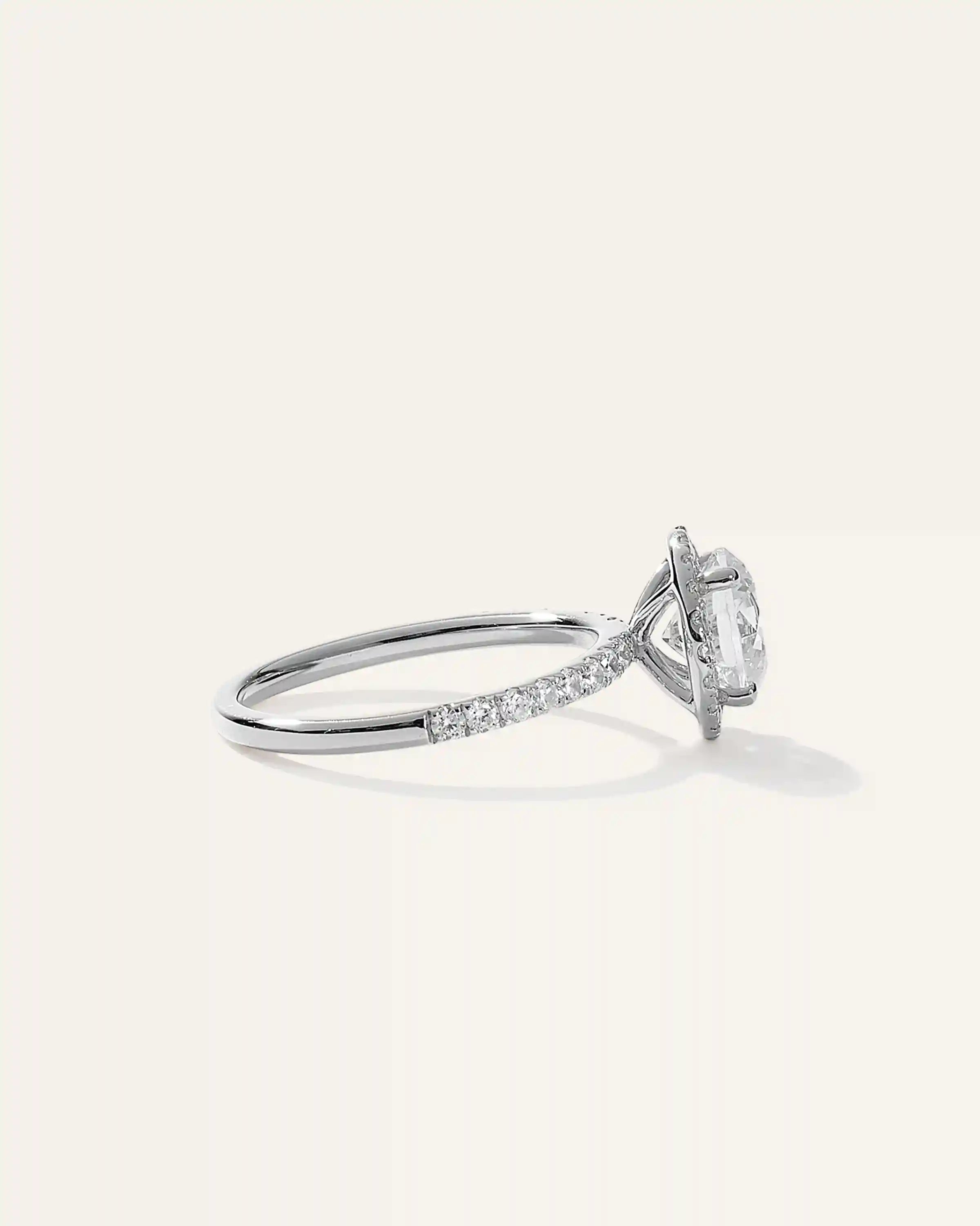 Lab Grown Diamond Round Halo Pave Engagement Ring - 1.50ct