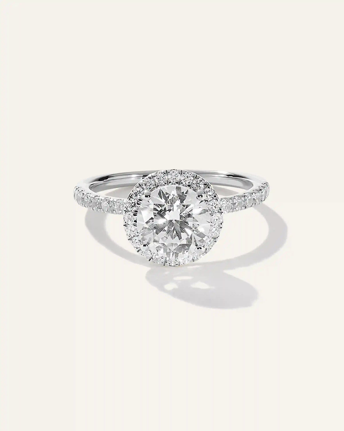 Lab Grown Diamond Round Halo Pave Engagement Ring - 1.50ct
