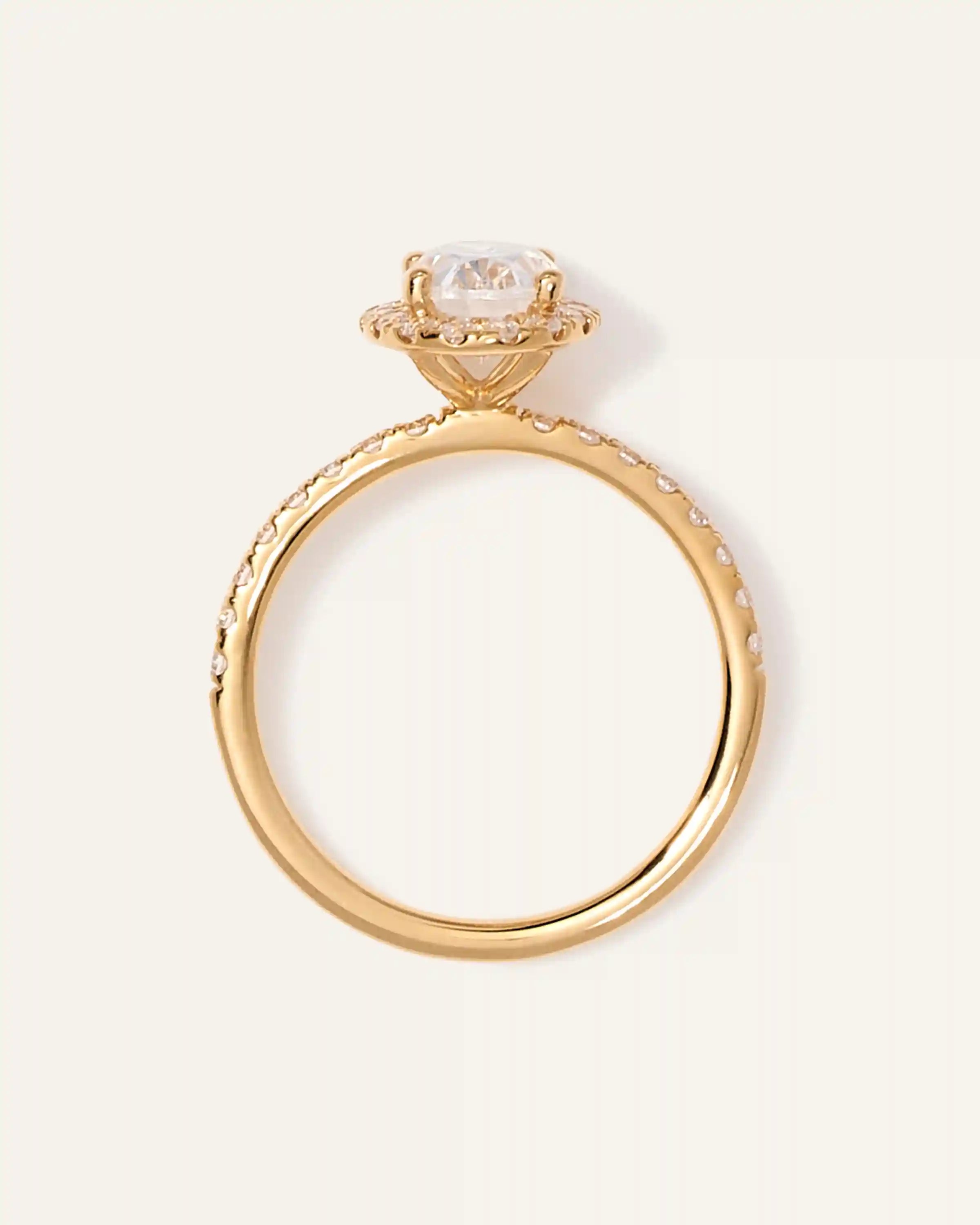 Lab Grown Diamond Oval Halo Pave Engagement Ring - 1ct