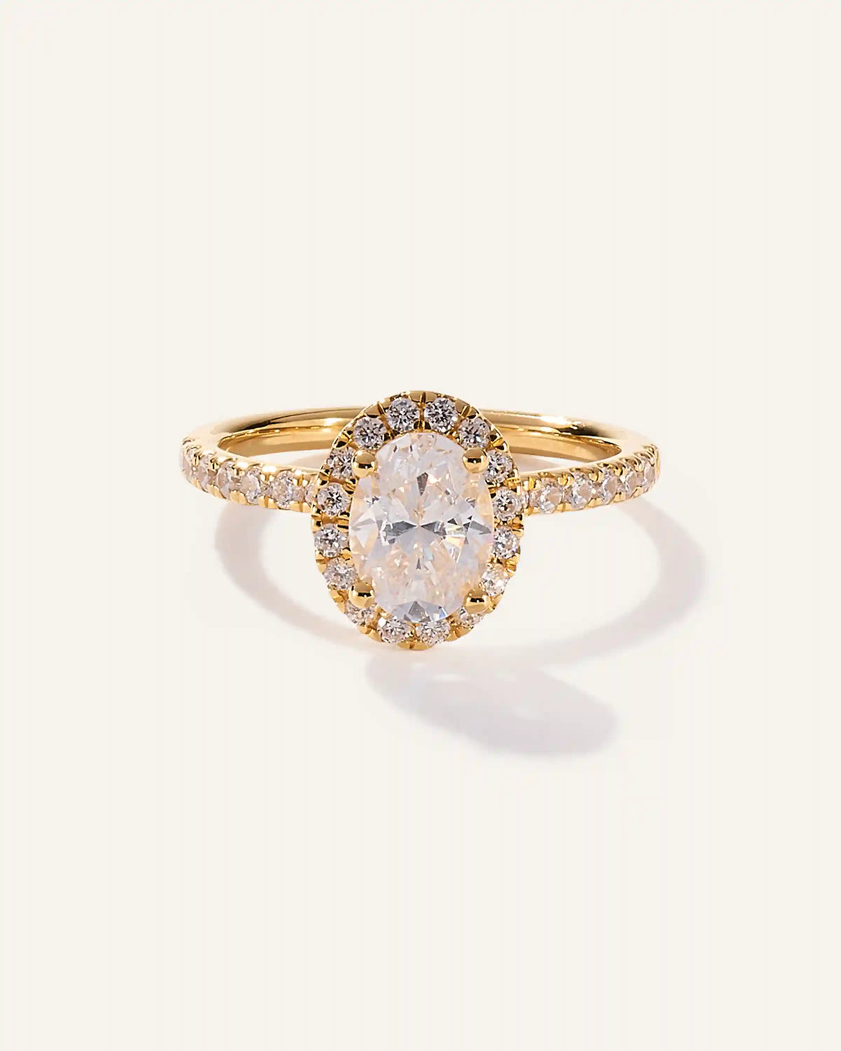 Lab Grown Diamond Oval Halo Pave Engagement Ring - 1ct