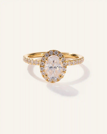 Lab Grown Diamond Oval Halo Pave Engagement Ring - 1ct