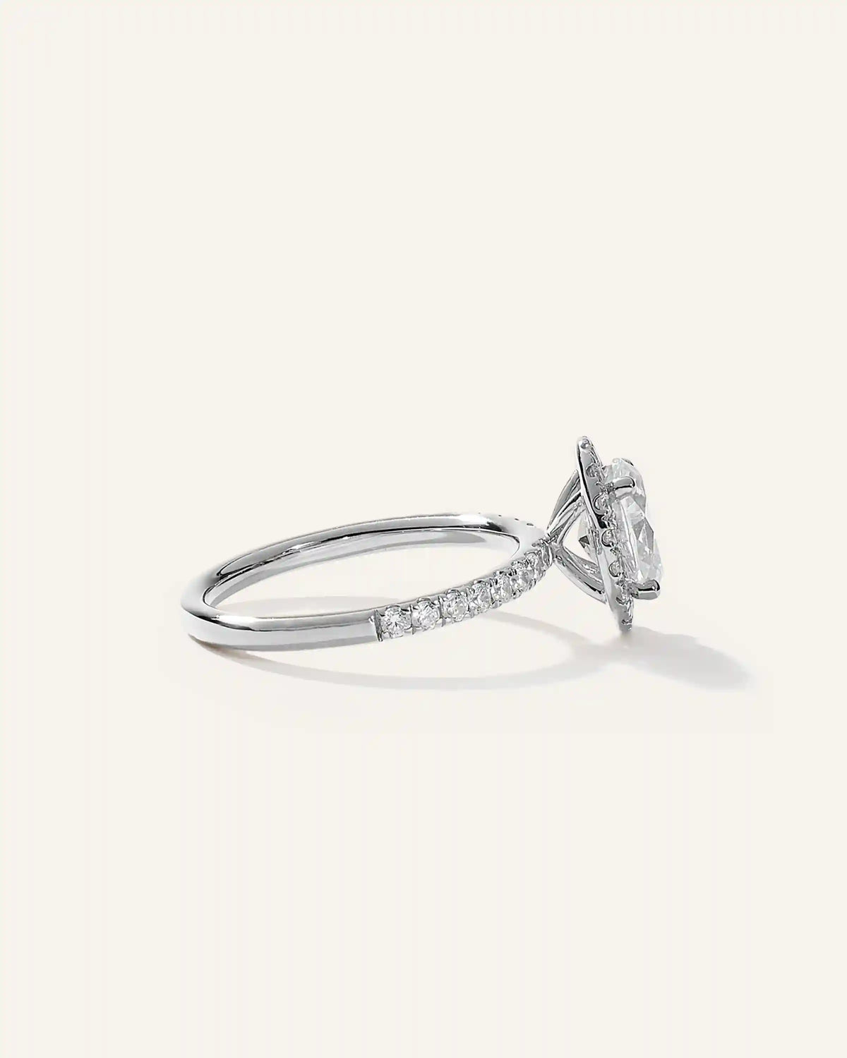 Lab Grown Diamond Oval Halo Pave Engagement Ring - 1ct