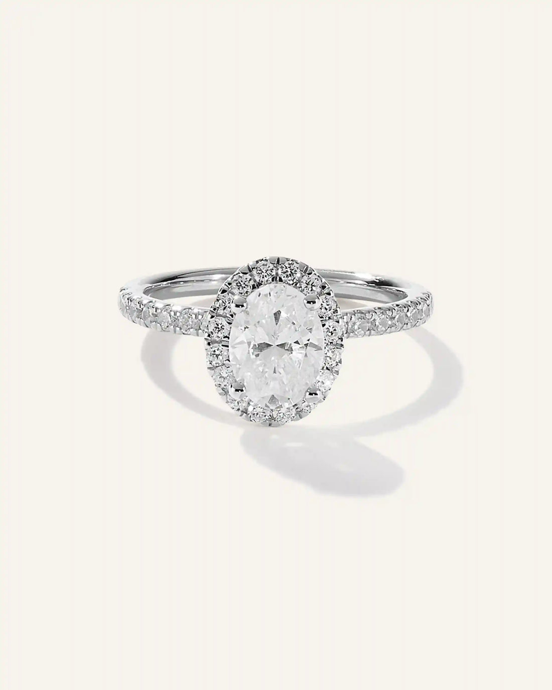 Lab Grown Diamond Oval Halo Pave Engagement Ring - 1ct