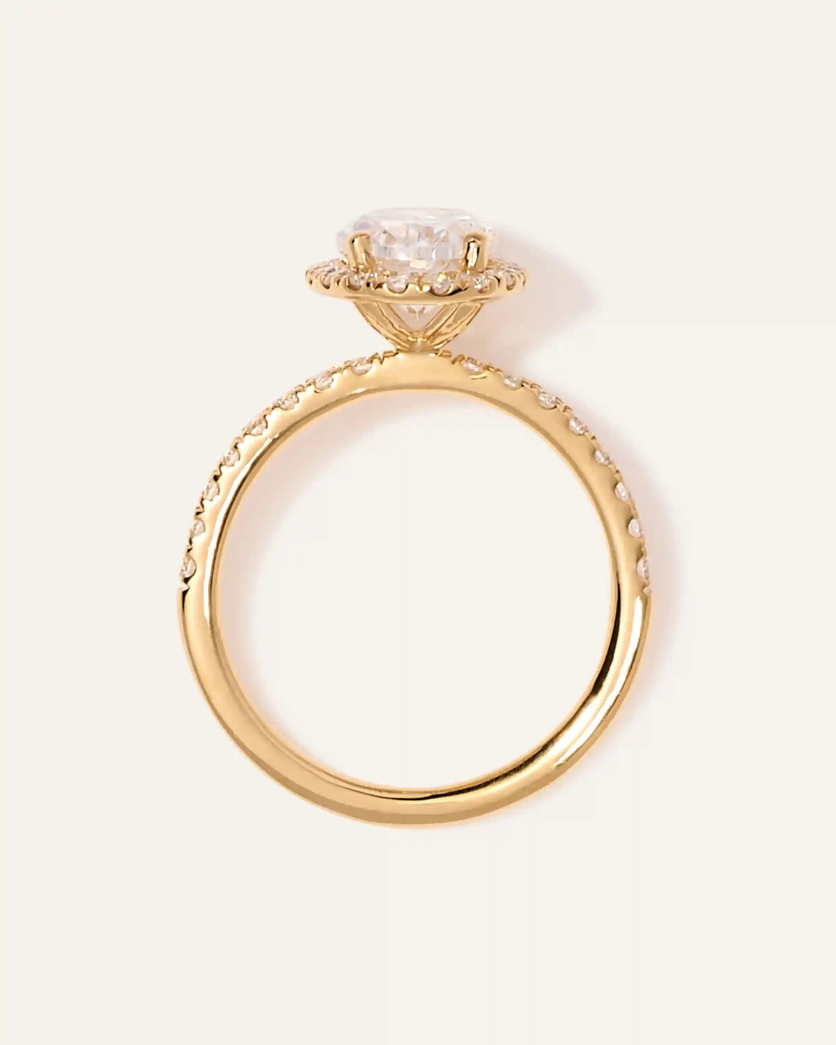 Lab Grown Diamond Oval Halo Pave Engagement Ring - 1.50ct