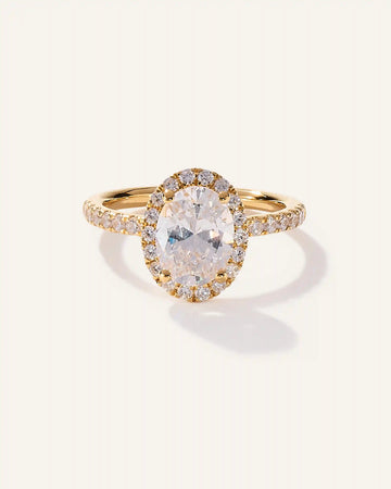 Lab Grown Diamond Oval Halo Pave Engagement Ring - 1.50ct