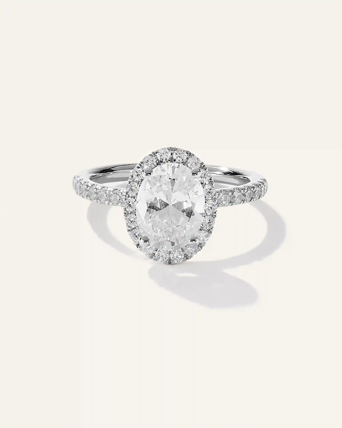 Lab Grown Diamond Oval Halo Pave Engagement Ring - 1.50ct