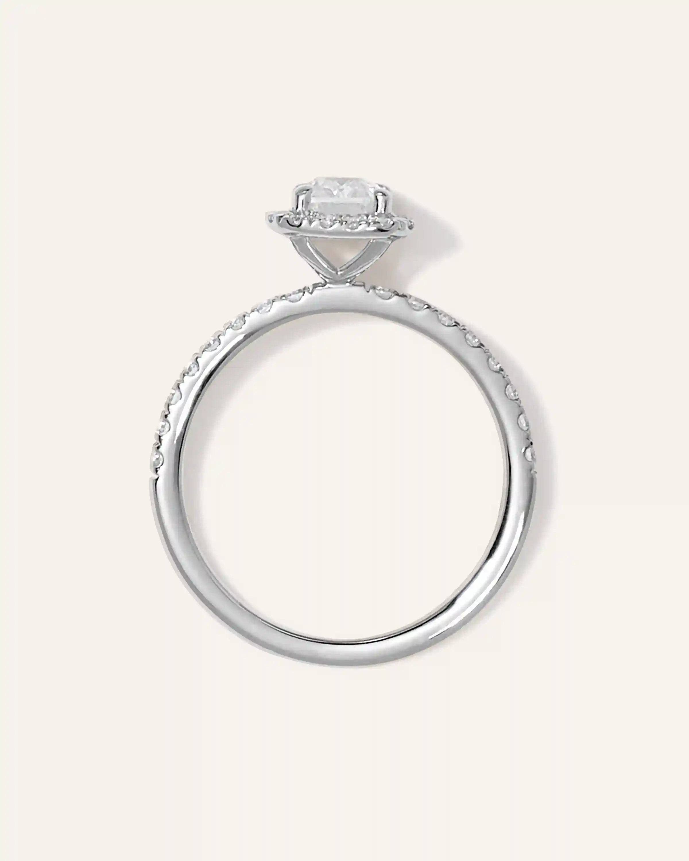 Lab Grown Diamond Emerald Halo Pave Engagement Ring - 1ct